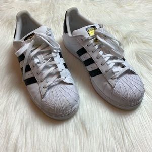 Adidas Superstar White Black Sneakers M 8 W 10
